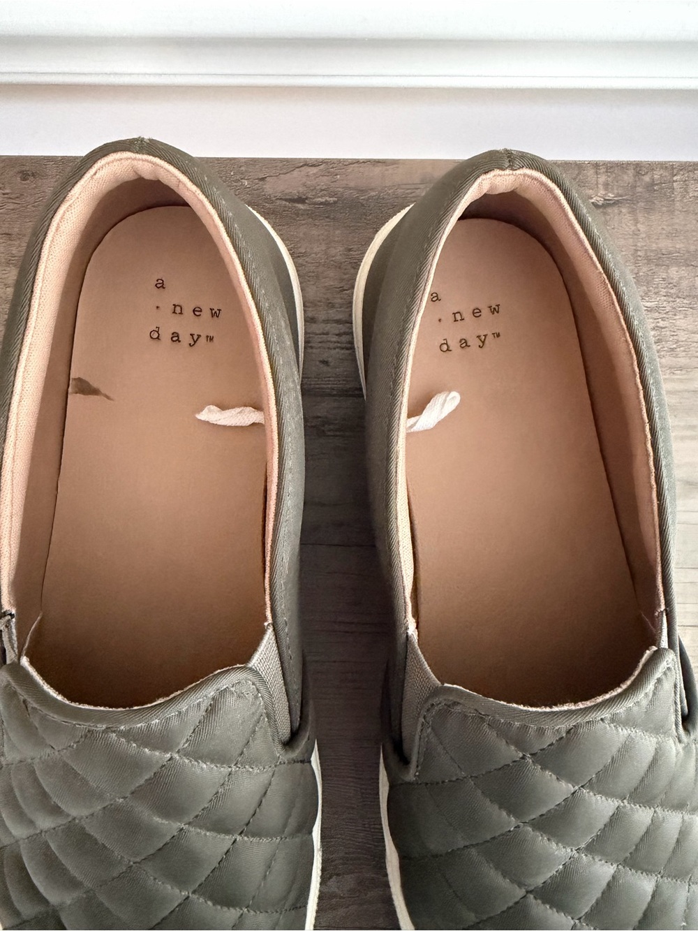Quilted Slip-On Sneakers in Olive Green - Picture 3 of 6